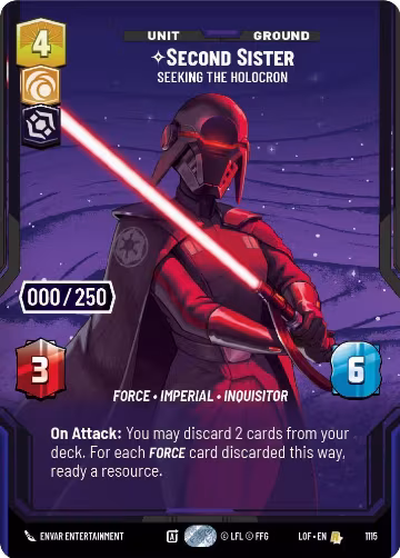 Second Sister - Seeking the Holocron (Serialized) (1115), Legends of the Force — Star Wars card price