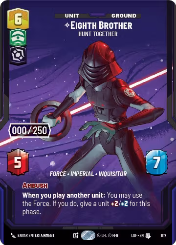 Eighth Brother - Hunt Together (Serialized) (1117), Legends of the Force — Star Wars card price