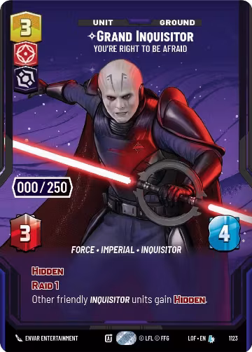 Grand Inquisitor - You're Right to Be Afraid (Serialized) (1123), Legends of the Force — Star Wars card price