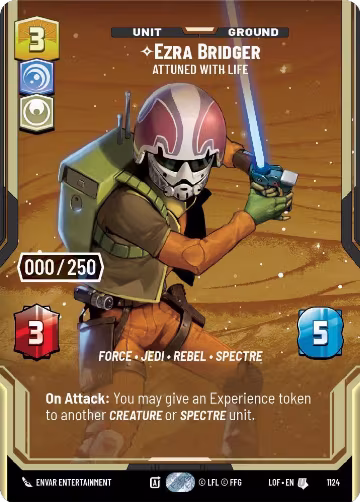 Ezra Bridger - Attuned With Life (Serialized) (1124), Legends of the Force — Star Wars card price