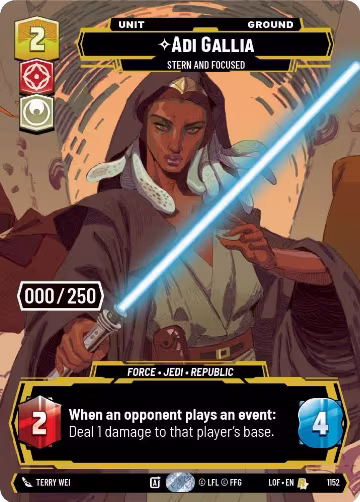 Adi Gallia - Stern and Focused (Serialized) (1152), Legends of the Force — Star Wars card price