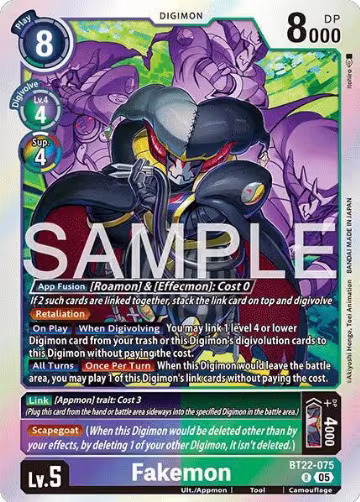 Fakemon (BT22-075 R), Cyber Eden — Digimon card price