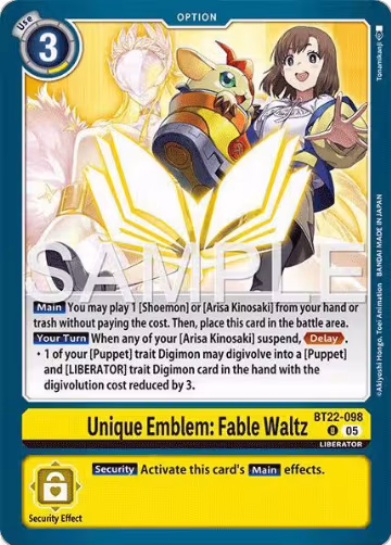 Unique Emblem: Fable Waltz (BT22-098 U), Cyber Eden — Digimon card price