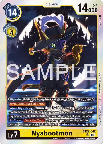 Nyabootmon (BT22-042 SR), Cyber Eden — Digimon card price