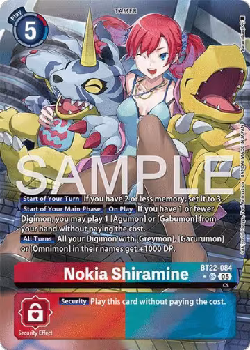 Nokia Shiramine (Alternate Art) (BT22-084 SR), Cyber Eden — Digimon card price