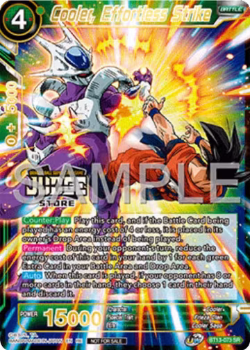 Cooler, Effortless Strike (Judge Pack Vol.17) (Store) (BT13-073), Judge Promotion Cards — DB Super card price