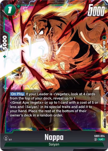 Nappa (Limited Pack 02) (SB01-024), Tournament and Championship Promos — DB Fusion card price