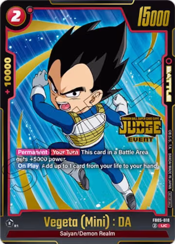Vegeta (Mini) : DA (Judge Pack (Event Judge) 04) (FB05-018), Tournament and Championship Promos — DB Fusion card price