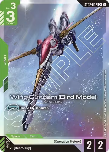 Wing Gundam (Bird Mode) (C+) (ST02-002), Starter Deck 02: Wings of Advance — Gundam card price