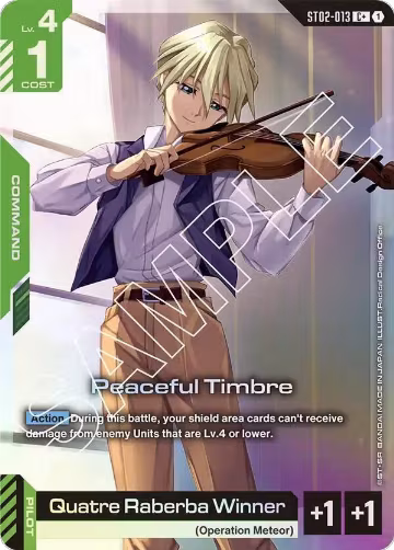 Peaceful Timbre (C+) (ST02-013), Starter Deck 02: Wings of Advance — Gundam card price