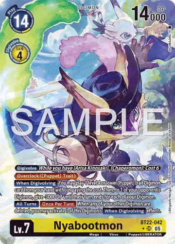 Nyabootmon (Alternate Art) (BT22-042 SR), Cyber Eden — Digimon card price