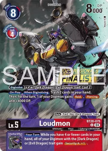 Loudmon (Regionals 25-26 Season 2 Finalist) (BT20-075 U), Release Special Booster 2.0 — Digimon card price