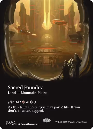 Sacred Foundry (Borderless) (Galaxy Foil) (377), Edge of Eternities — Magic card price