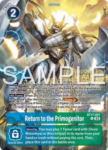 Return to the Primogenitor (Regionals 25-26 Season 2 Participant) (BT17-097 U), Secret Crisis — Digimon card price
