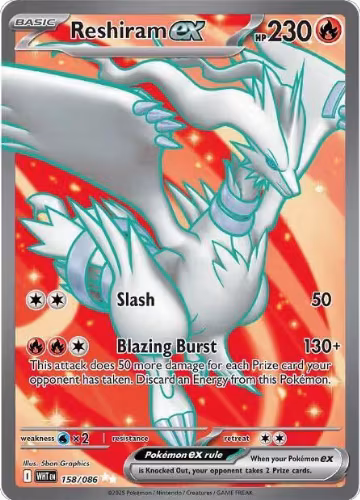 Reshiram ex - 158/086 (158/086), White Flare — Pokémon card price
