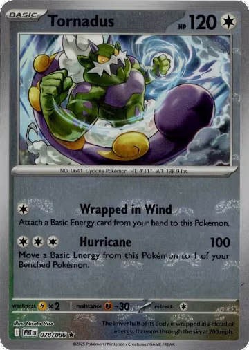 Tornadus (Master Ball Pattern) (078/086), White Flare — Pokémon card price