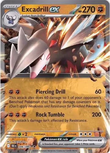 Excadrill ex (046/086), Black Bolt — Pokémon card price