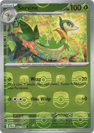 Servine (Master Ball Pattern) (002/086), Black Bolt — Pokémon card price