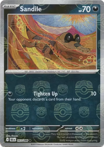 Sandile (Master Ball Pattern) (057/086), Black Bolt — Pokémon card price
