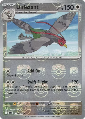 Unfezant (Master Ball Pattern) (073/086), Black Bolt — Pokémon card price