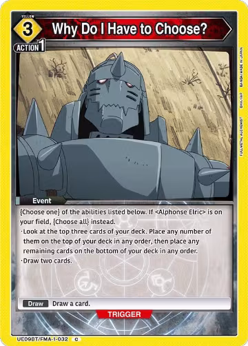 Why Do I Have to Choose? (UE09BT/FMA-1-032), FULLMETAL ALCHEMIST — Union Arena card price