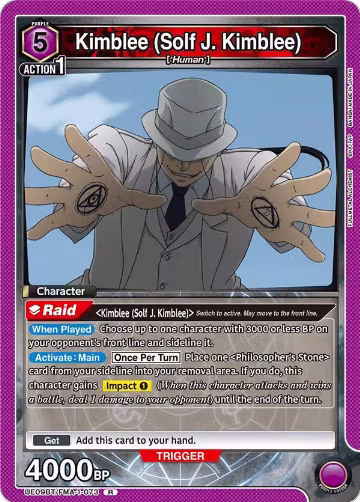 Kimblee (Solf J. Kimblee) (073) (UE09BT/FMA-1-073), FULLMETAL ALCHEMIST — Union Arena card price