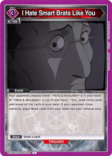 I Hate Smart Brats Like You (UE09BT/FMA-1-096), FULLMETAL ALCHEMIST — Union Arena card price