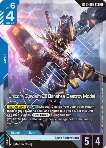 Unicorn Gundam 02 Banshee (Destroy Mode) (GD01-003), Newtype Rising — Gundam card price