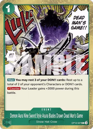 Demon Aura Nine Sword Style Asura Blades Drawn Dead Man's Game (OP12-037), Legacy of the Master — One Piece card price