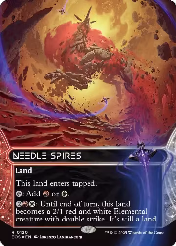 Needle Spires (0120) (Borderless) (Galaxy Foil) (120), Edge of Eternities: Stellar Sights — Magic card price