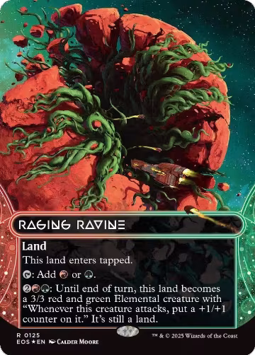 Raging Ravine (0125) (Borderless) (Galaxy Foil) (125), Edge of Eternities: Stellar Sights — Magic card price