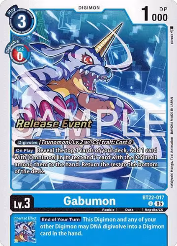 Gabumon (BT22-017 U), Cyber Eden Release Event Cards — Digimon card price