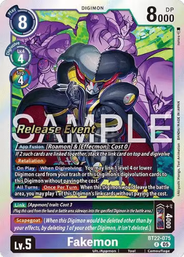 Fakemon (BT22-075 R), Cyber Eden Release Event Cards — Digimon card price