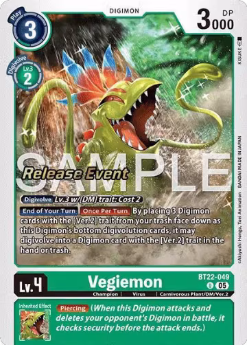 Vegiemon (BT22-049 U), Cyber Eden Release Event Cards — Digimon card price