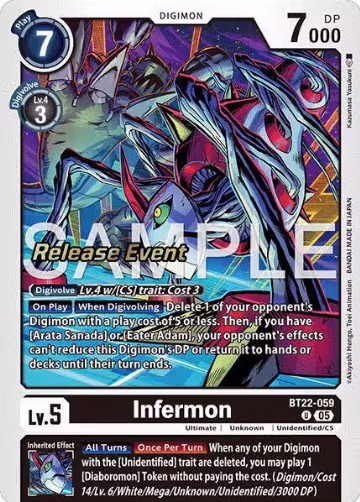 Infermon (BT22-059 U), Cyber Eden Release Event Cards — Digimon card price