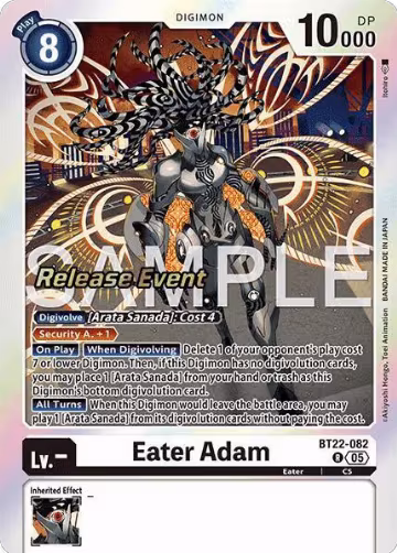 Eater Adam (BT22-082 R), Cyber Eden Release Event Cards — Digimon card price