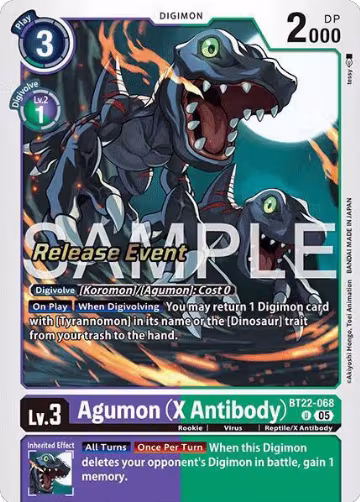 Agumon (X Antibody) (BT22-068 U), Cyber Eden Release Event Cards — Digimon card price