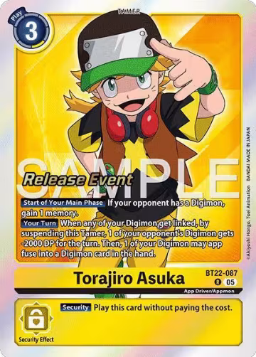 Torajiro Asuka (BT22-087 R), Cyber Eden Release Event Cards — Digimon card price