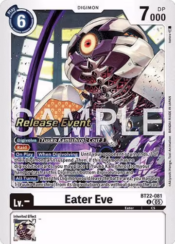 Eater Eve (BT22-081 U), Cyber Eden Release Event Cards — Digimon card price