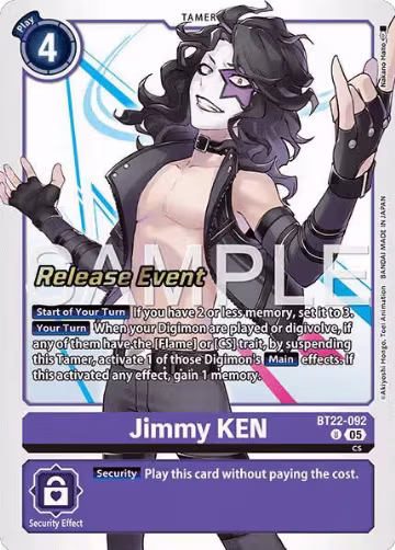 Jimmy KEN (BT22-092 U), Cyber Eden Release Event Cards — Digimon card price