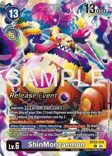 ShinMonzaemon (BT22-076 R), Cyber Eden Release Event Cards — Digimon card price