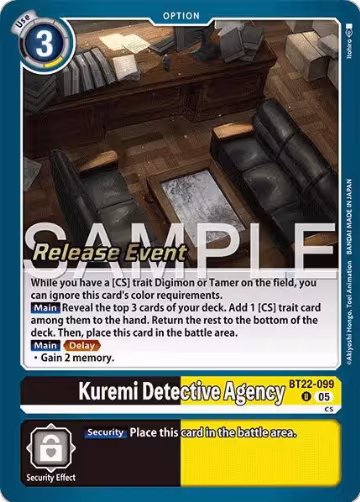 Kuremi Detective Agency (BT22-099 U), Cyber Eden Release Event Cards — Digimon card price