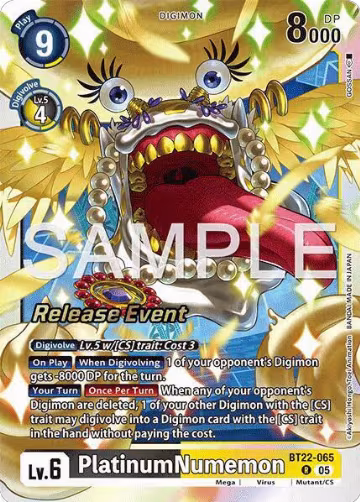 PlatinumNumemon (BT22-065 R), Cyber Eden Release Event Cards — Digimon card price