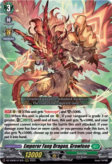 Emperor Fang Dragon, Growleon (RRR) (DZ-SS08/013EN), DZ-SS08: Festival Booster 2025 — Vanguard card price