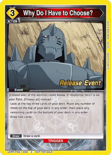Why Do I Have to Choose? (UEPR/FMA-1-032), FULLMETAL ALCHEMIST Release Event Cards — Union Arena card price