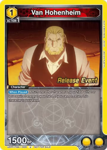 Van Hohenheim (UEPR/FMA-1-006), FULLMETAL ALCHEMIST Release Event Cards — Union Arena card price