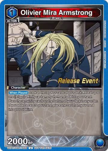 Olivier Mira Armstrong (058) (UEPR/FMA-1-058), FULLMETAL ALCHEMIST Release Event Cards — Union Arena card price