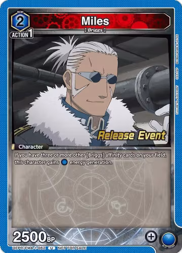 Miles (UEPR/FMA-1-062), FULLMETAL ALCHEMIST Release Event Cards — Union Arena card price
