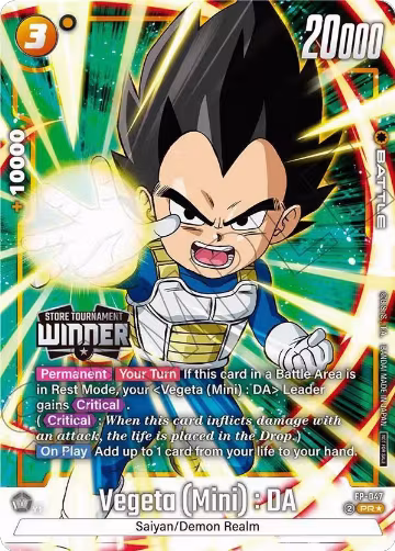 Vegeta (Mini) : DA - FP-047 (Tournament Pack -Winner- 07) (FP-047), Tournament and Championship Promos — DB Fusion card price