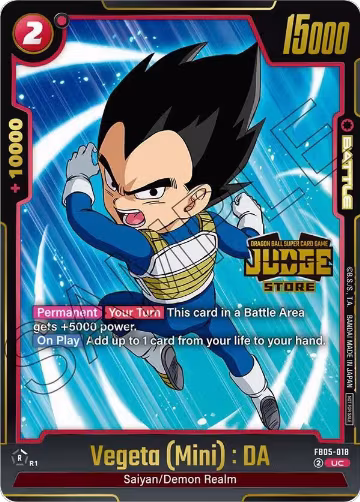Vegeta (Mini) : DA (Judge Pack (Store Judge) 04) (FB05-018), Tournament and Championship Promos — DB Fusion card price